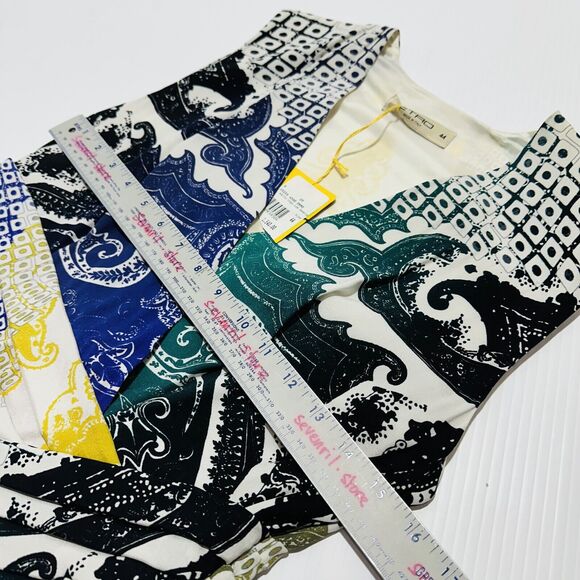 ETRO 44 US 8 Milano Tube Shift Dress Multi Silk Stretch Surplice Neck NWT $1540 - Picture 5 of 7